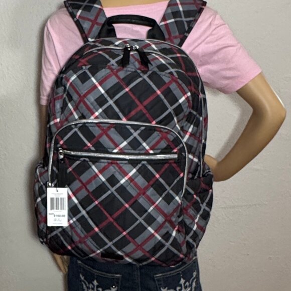 Vera Bradley Campus Backpack in Paris Plaid NWT Performance Twill - Picture 6 of 12
